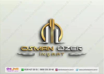 Altın Lüks: Altın (Gold) rengi ve yüksek binaların dikey çizgileriyle tasarlanan bu inşaat logo örneği, markanıza lüks ve zengin bir kurumsal kimlik katıyor.