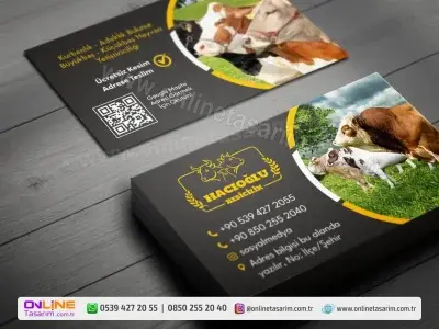 Siyah zemin üzerine sarı detayların işlendiği bu Besicilik Kartvizit, prestijli ve kurumsal bir ağırlığa sahip.