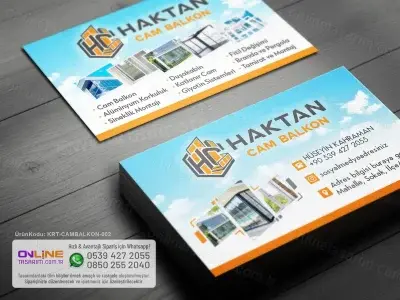 Modern stil ve dengeli renk düzeniyle hazırlanan Cam Balkon Kartvizit tasarımı, kaliteli baskı ve profesyonel matbaa işçiligi ile öne çıkar.