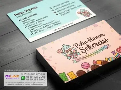 Candy Shop Kartvizit çözümleri ile tatlı dünyanızı yansıtan yaratıcı tasarım, kaliteli baskı ve profesyonel matbaa hizmetlerini bir arada sunuyoruz.