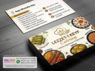 Canlı renk paletleri ve modern çizgilerle tasarlanan Catering Kartvizit, markanızın enerjisini yansıtır.