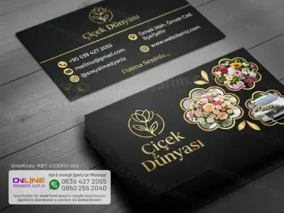 Çiçekçi kartvizit tasarımında kullanılan doğal grafikler, sektöre uygun bir görünüm kazandırır.