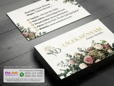 Güçlü tasarım dili ile oluşturulan çiçekçi kartvizit, marka algısını güçlendirir.