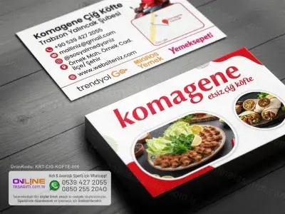 Minimal ve modern çizgilerle hazırlanan çiğ köfte kartvizit tasarımları, sade yapısına rağmen oldukça etkileyici bir görünüm sunar.