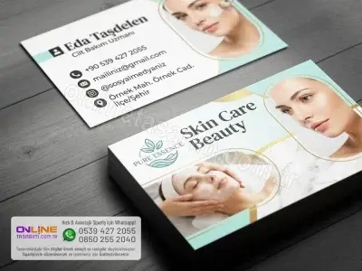 Minimal ve şık cilt bakım uzmanı kartvizit tasarımları