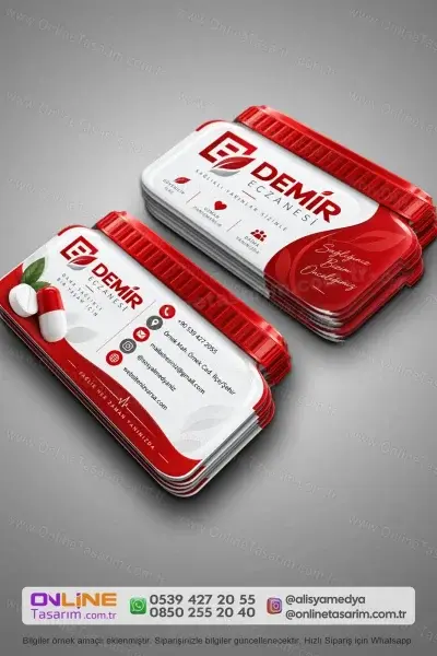Modern kartvizit baskı tekniklerine uygun temiz bir grafik yapı oluşturduğumuz Eczane Kartvizit modelini, özel kesim detaylarla tamamladık.