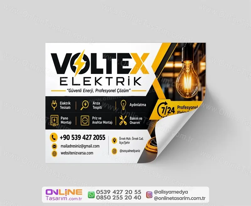 elektrik elektrikci etiket baski ornegi