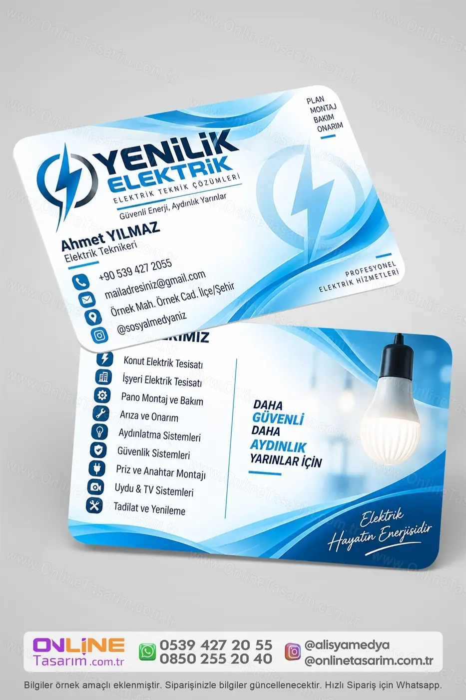 Elektrik kartvizit baskısı için tasarlanan modern ve kurumsal kartvizit modeli.