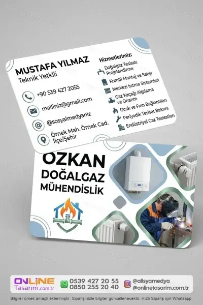 Modern doğalgaz kartvizit tasarımlarıyla doğalgaz ve kombi servislerini daha profesyonel gösteriyoruz.
