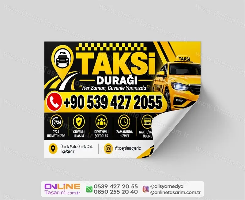 taksi sticker taksi etiket tasarim baski ornegi